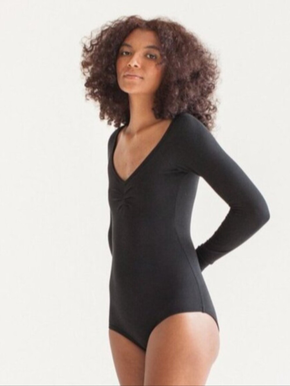 Bodysuit ARQ Black Long-Sleeve Ruched